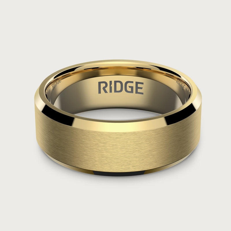 8mm Beveled Ring Set - 24K Gold - Tantalum