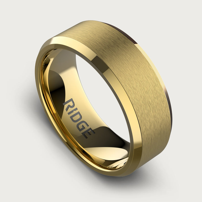 8mm Beveled Ring Set - 24K Gold - Tantalum