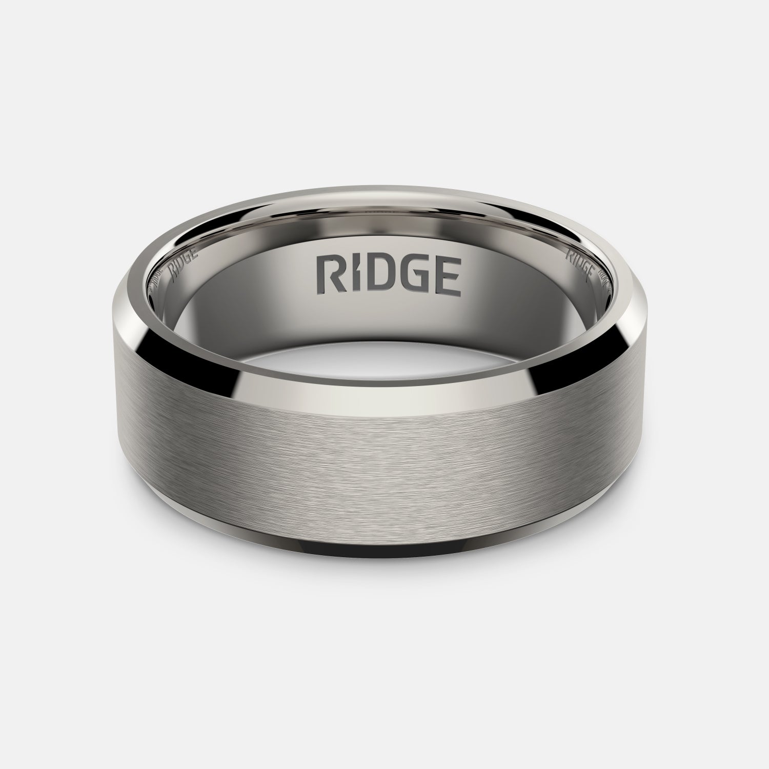 8mm Beveled Ring Set - Platinum - Tantalum