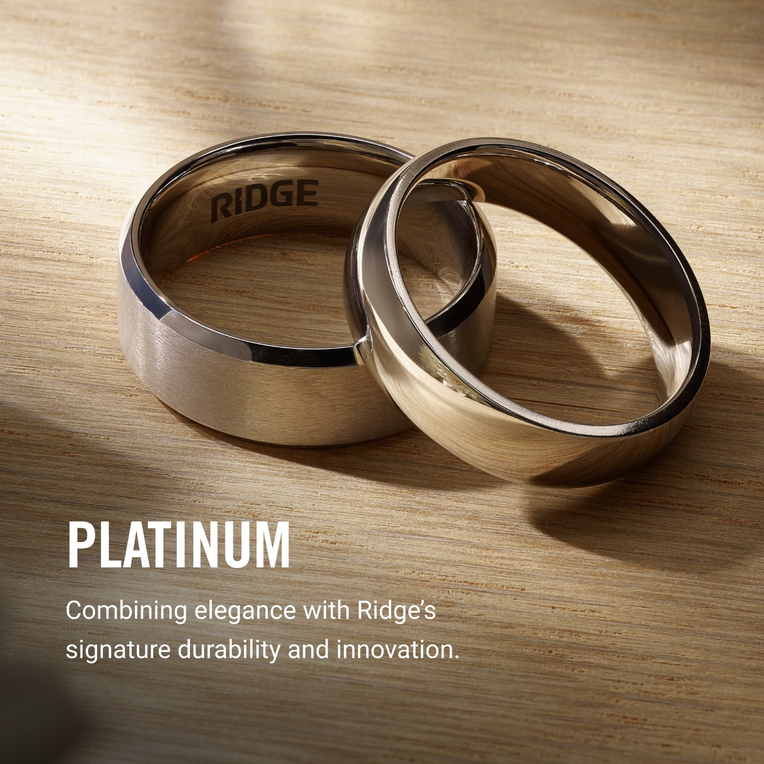 8mm Beveled Ring Set - Platinum - Tantalum