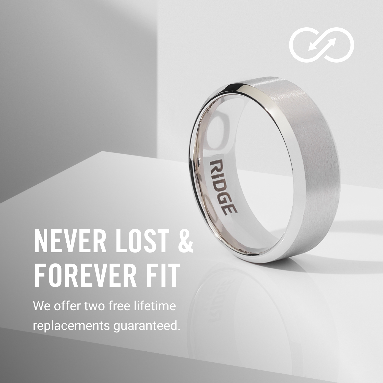 8mm Beveled Ring Set - Platinum - Tantalum