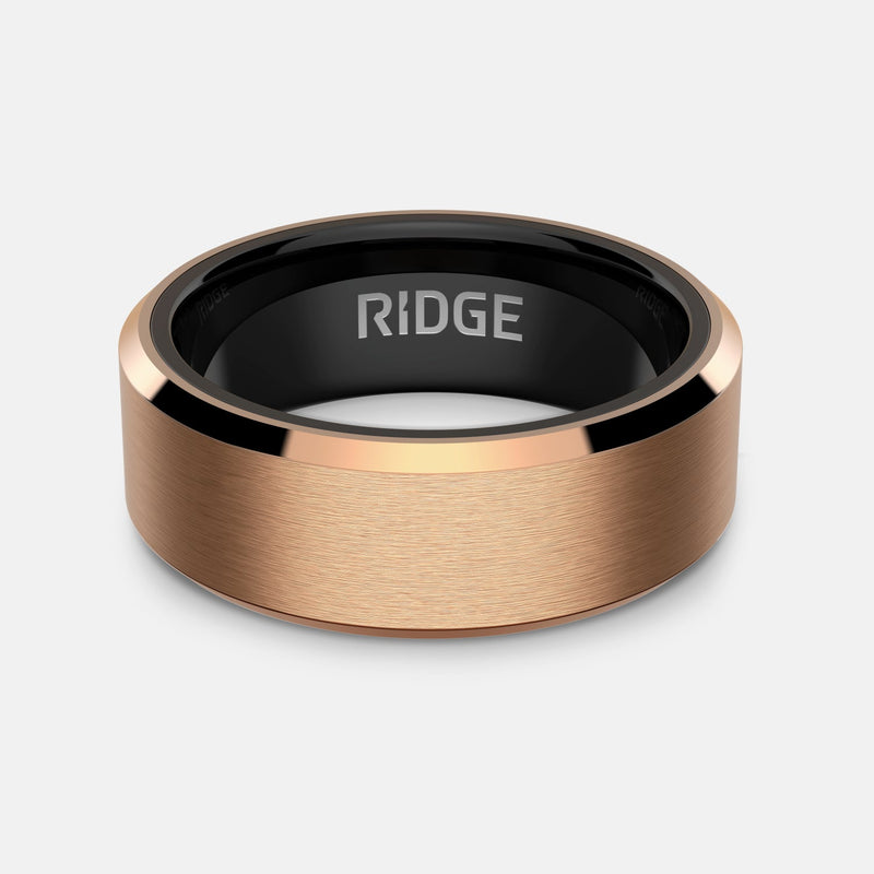 8mm Beveled Ring Set - 18K Rose Gold