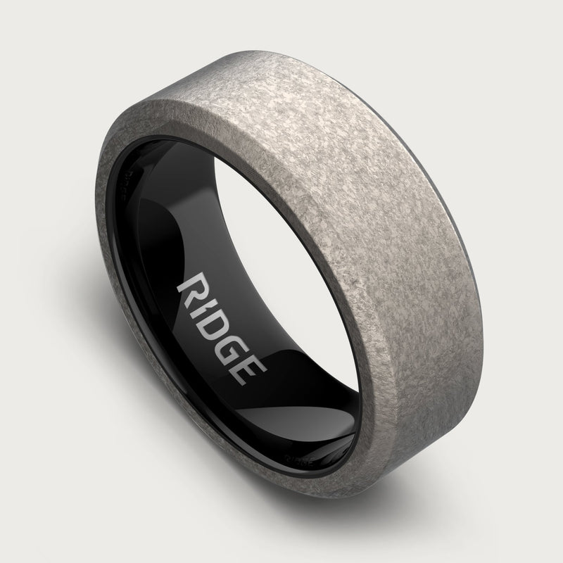 8mm Beveled Ring Set - Stonewashed Titanium