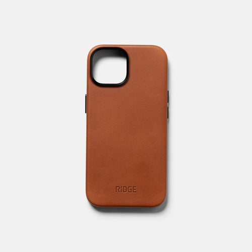 Ridge Phone Case - Tobacco Brown Leather - iPhone 15