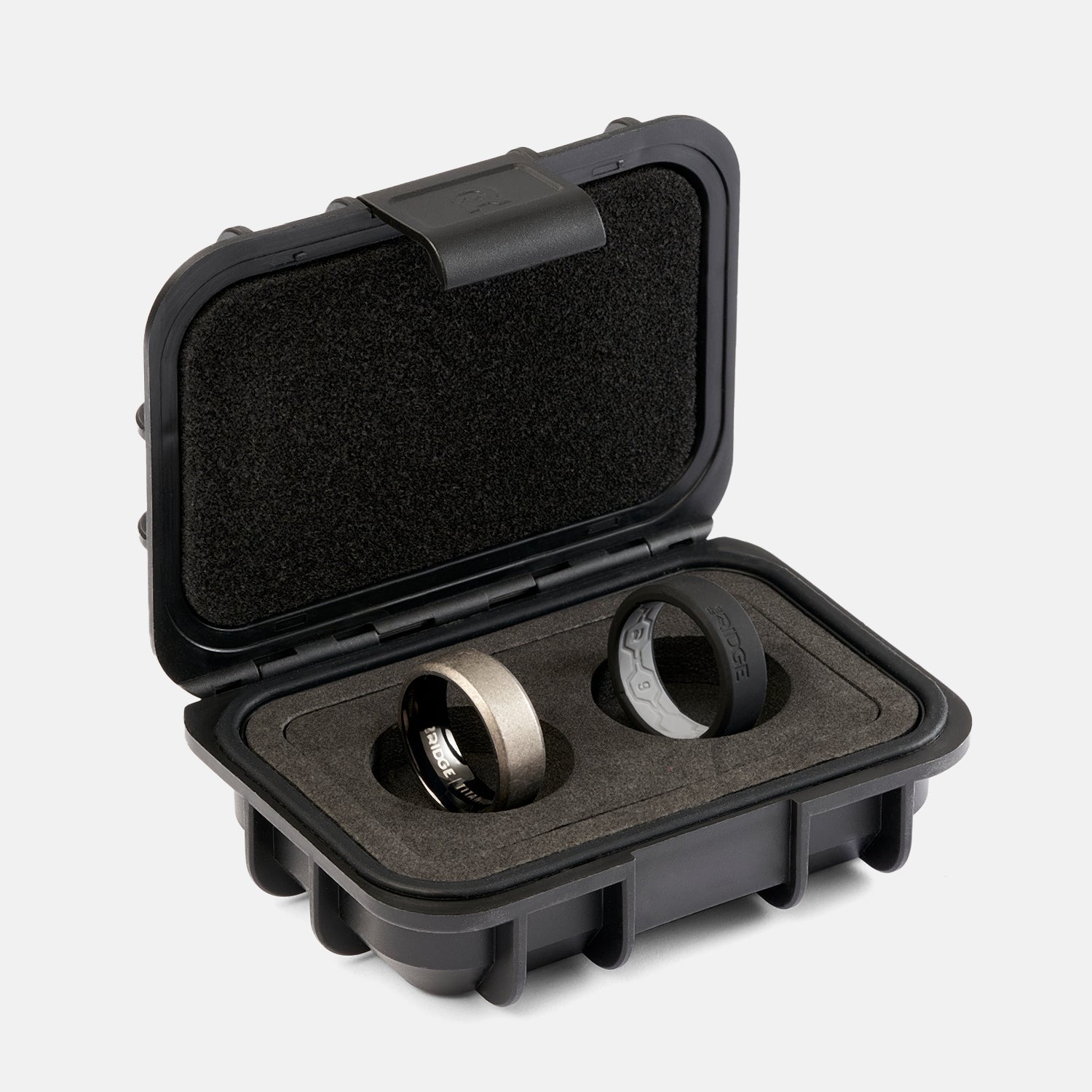 8mm Beveled Ring Set - Stonewashed Titanium